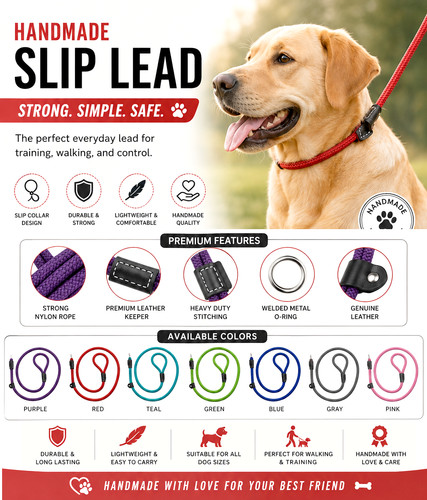 Handmade braided dog slip lead - handmade,